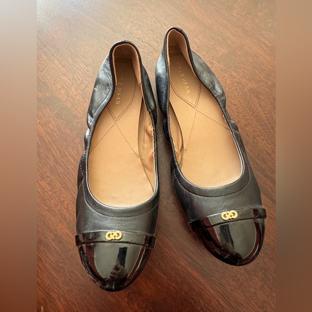 Cole Haan black ballet leather flats new without tags